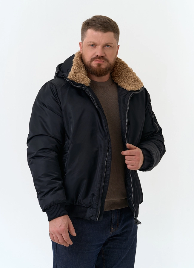 Мужская куртка бомбер с капюшоном модель № 34064 универмаг малина фото