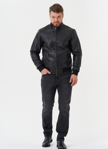Мужская куртка "бомбер" из натуральной кожи Мужская куртка "бомбер" из натуральной кожи