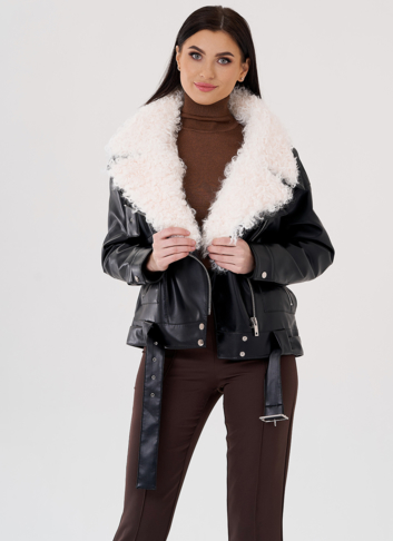 Куртка косуха на утеплении с отделкой натуральный козлик Куртка косуха на утеплении с отделкой натуральный козлик