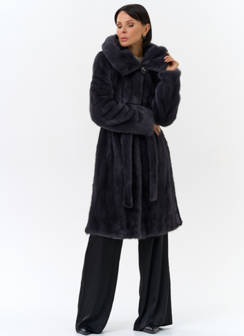 Норковая шуба с поясом