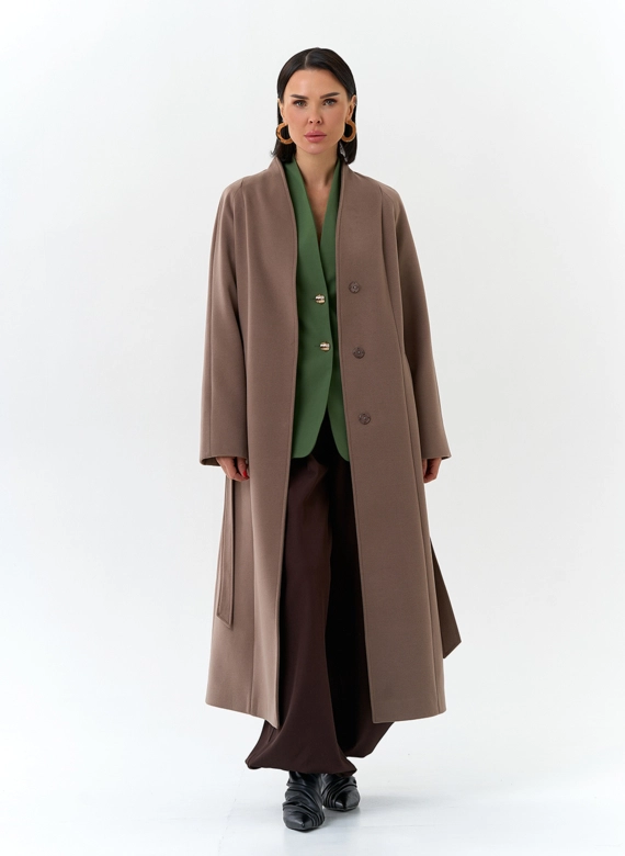 Женское пальто с поясом фото