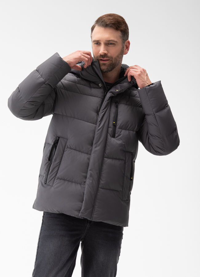 Мужской пуховик с капюшоном  модель № 28002 универмаг малина