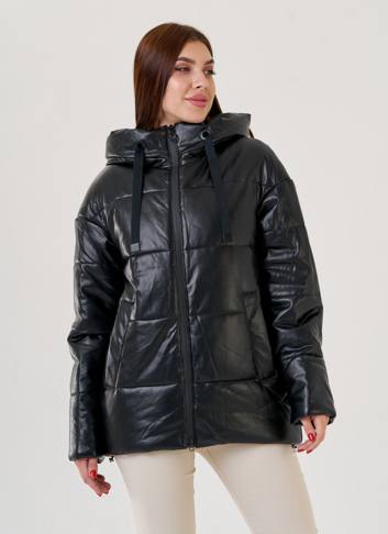 Черный пуховик Malina Siberian из искусственной кожи Черный пуховик Malina Siberian из искусственной кожи