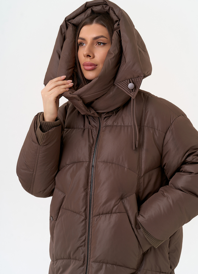 Женский пуховик с капюшоном модель № 31593 универмаг малина