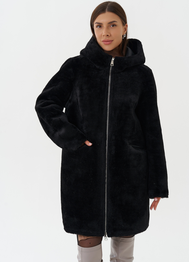 Двухсторонняя дубленка из эко кожи модель № 27765 универмаг малина