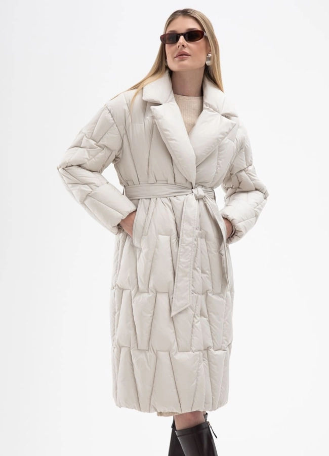 Женский пуховик с английским воротником модель № 31142 меха малина
