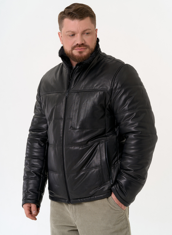 Куртка из натуральной кожи черного цвета