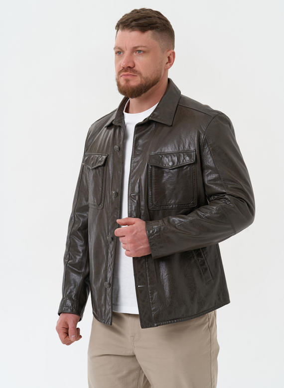 Мужская куртка "рубашка" из натуральной кожи
