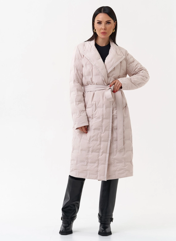 Женское утепленное пальто с английским воротником фото