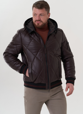 Куртка из натуральной кожи с капюшоном Куртка из натуральной кожи с капюшоном