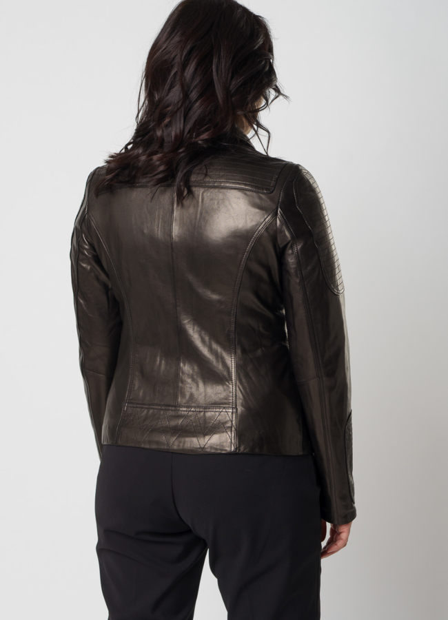 Кожаная куртка - косуха модель № 10634 в кредит