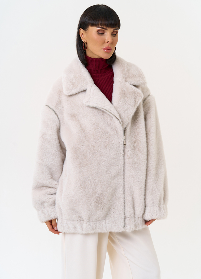 Женский бомбер из эко меха со съемными рукавами модель № 31276 универмаг малина