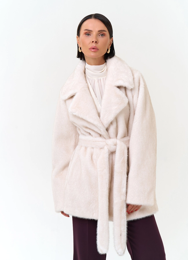 Женское пальто из эко меха модель № 33882 универмаг малина