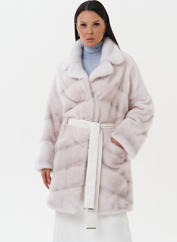 Шуба из норки с английским воротником 