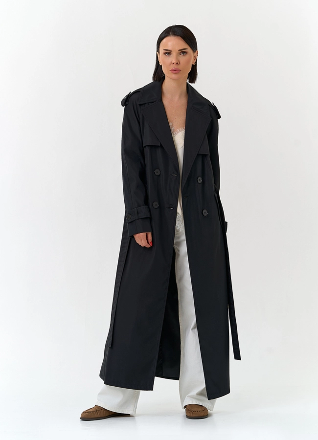 Женский длинный плащ с поясом модель № 33112 меха малина