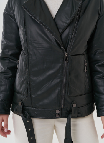 Косуха утепленная из экокожи с отделкой из экомеха Косуха утепленная из экокожи с отделкой из экомеха