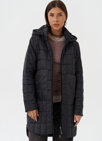 Стеганое пальто с капюшоном