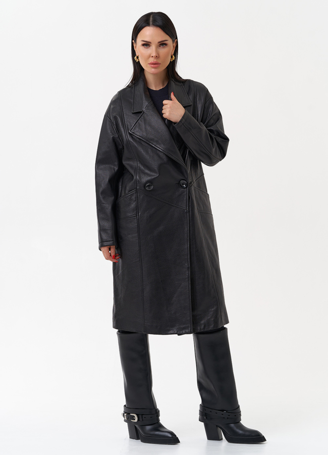 Плащ женский длинный из натуральной кожи модель № 4447 универмаг малина