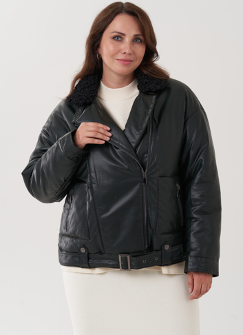 Косуха утепленная из экокожи с отделкой из экомеха Косуха утепленная из экокожи с отделкой из экомеха