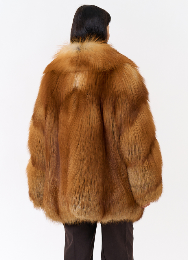 Шуба из рыжей лисы модель № 32010 в кредит