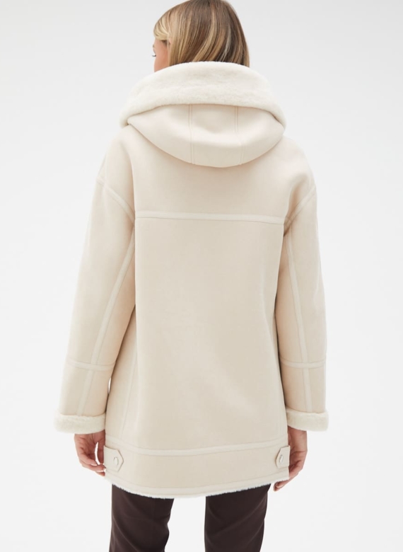 Женская удлиненная дубленка из эко кожи