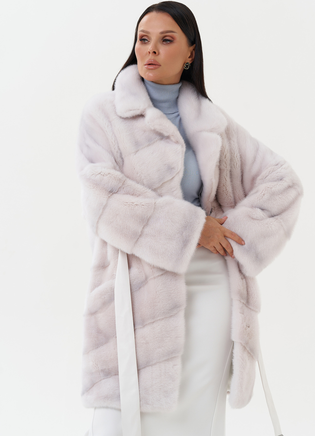 Шуба из норки с английским воротником  модель № 25599 универмаг малина